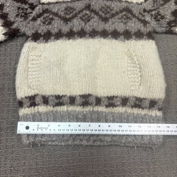 Vintage Handmade Knit Wool Sweater Youth Small Heavyweight Thick Jumper Collared - Picture 4 of 10